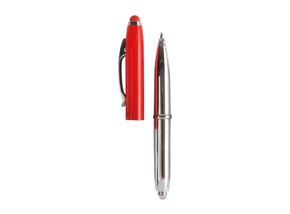 Mini penna in plastica color argento, con cappuccio e clip in metallo, con luce FullGadgets.com