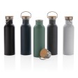 Moderna bottiglia in acciaio con tappo in bambù 700ml FullGadgets.com