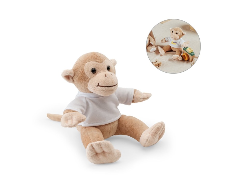 MONKY. Peluche a forma di scimmia con maglietta FullGadgets.com