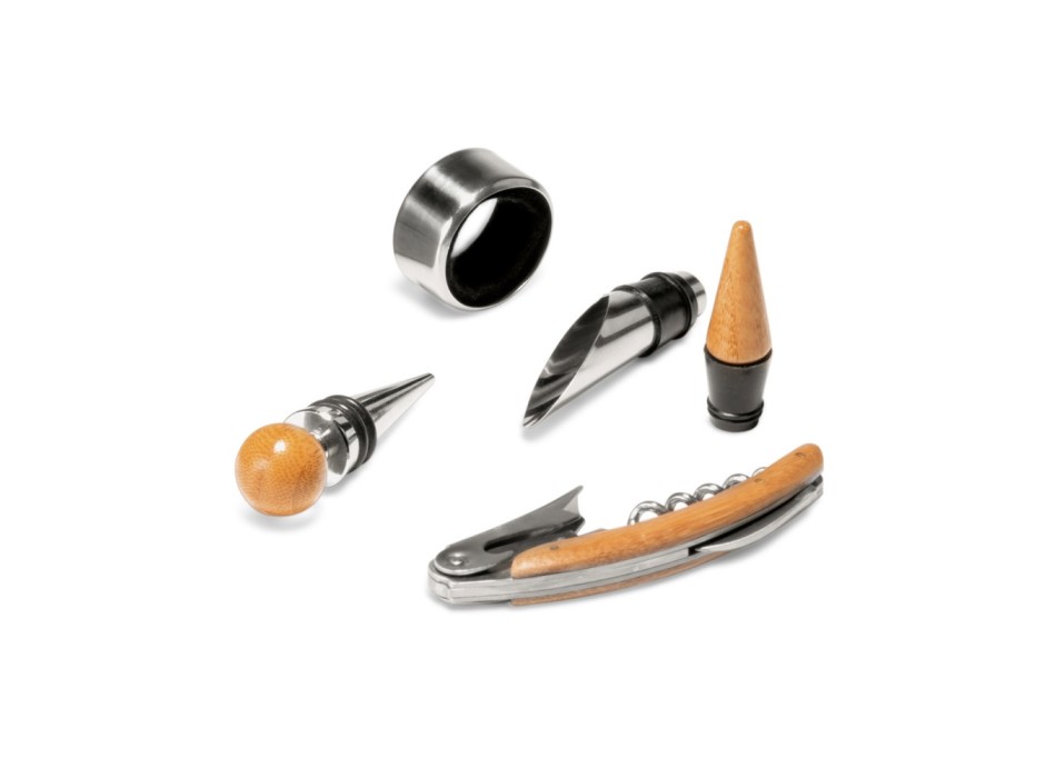 MORETO. Set da vino con 4 utensili in legno e metallo FullGadgets.com