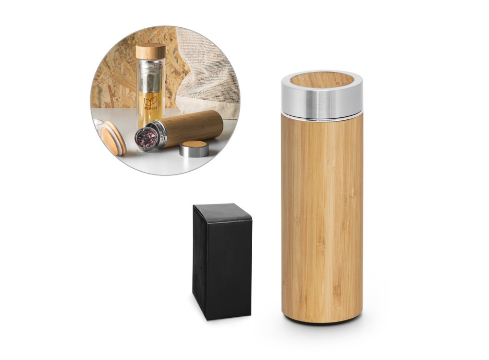 NATUREL. Borraccia termica in bambù e acciaio inox (90% riciclato) 430 mL FullGadgets.com