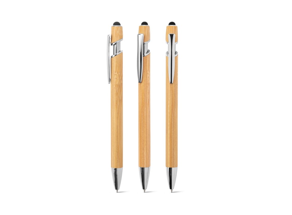 NEIL BAMBOO. Penne a sfera in bambù, con dettagli inalluminio cromato FullGadgets.com