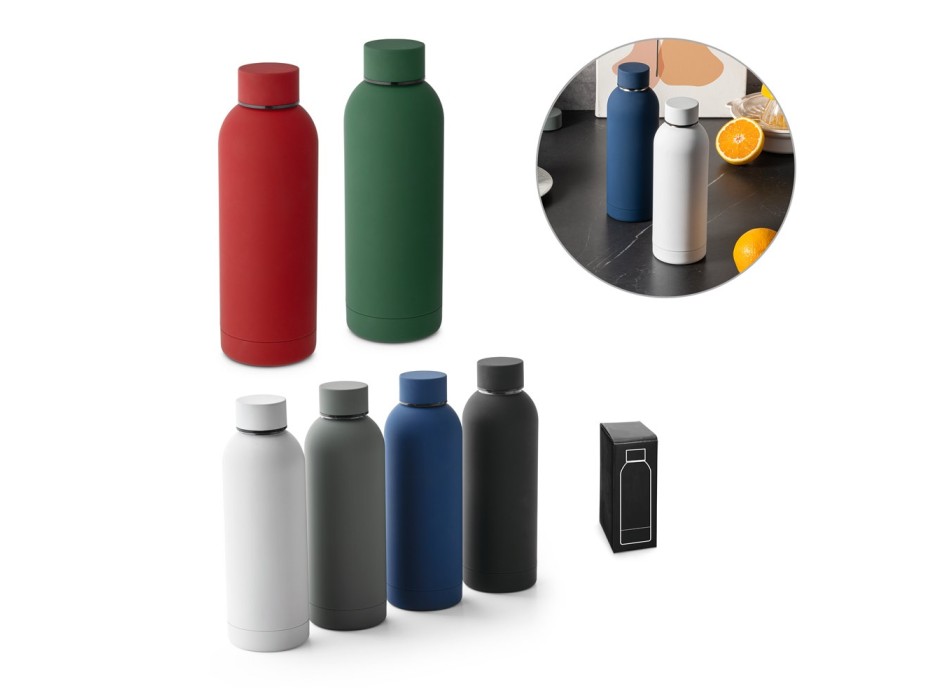 ODIN. Borraccia in acciaio inox (riciclata al 36%) con finitura in gomma 550ml FullGadgets.com