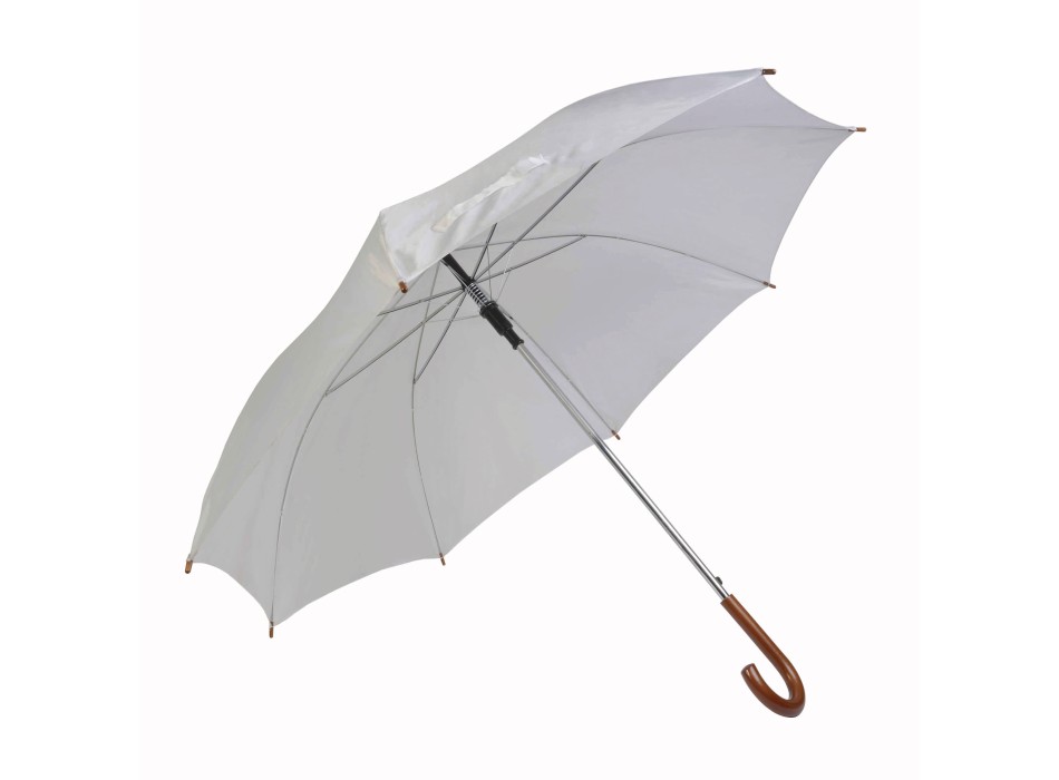 Ombrello automatico tinta unita, fusto e puntale in acciaio, manico curvo in legno FullGadgets.com