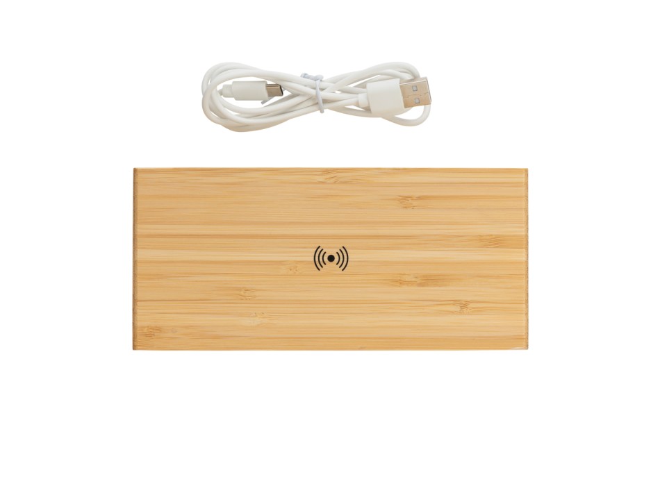 Orologio sveglia in bambù con caricatore wireless 5W FullGadgets.com