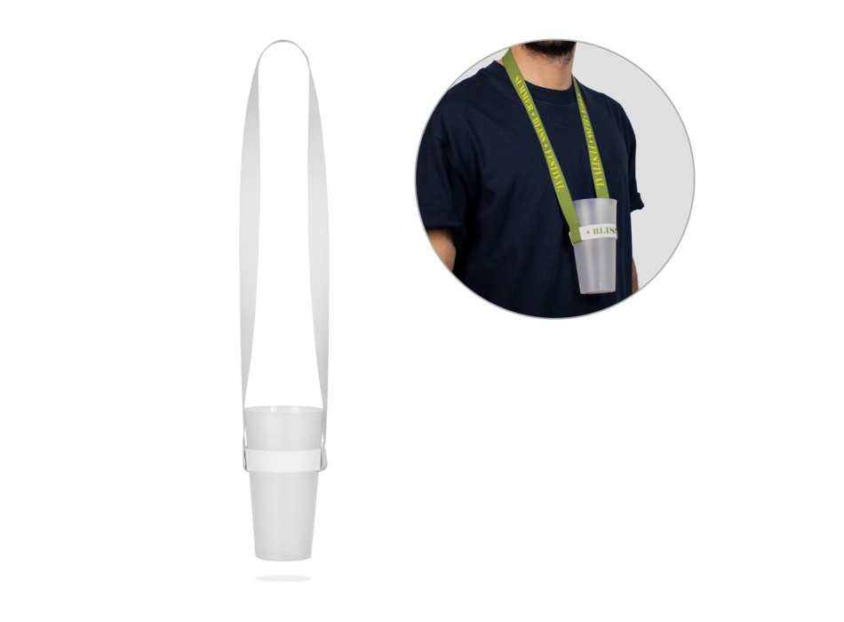 OXFORD. Lanyard per sublimazione in poliestere riciclato (100% rPET) con portabicchiere elastico per sublimazione FullGadgets.com