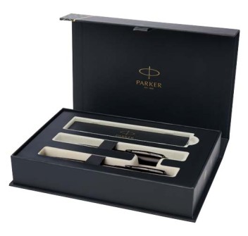 Parker set penna a sfera e penna roller acromatiche in confezione regalo IM (inchiostro nero/blu) FullGadgets.com