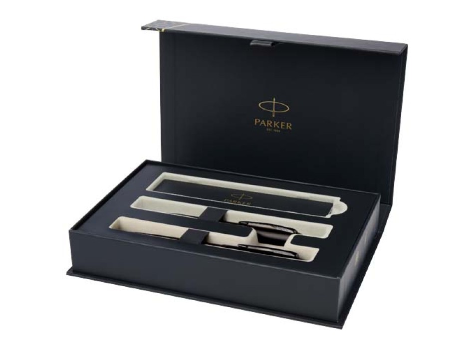 Parker set penna a sfera e penna roller acromatiche in confezione regalo IM (inchiostro nero/blu) FullGadgets.com