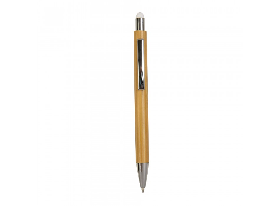Penna a scatto con fusto in bambù, touch colorato e punta cromata FullGadgets.com