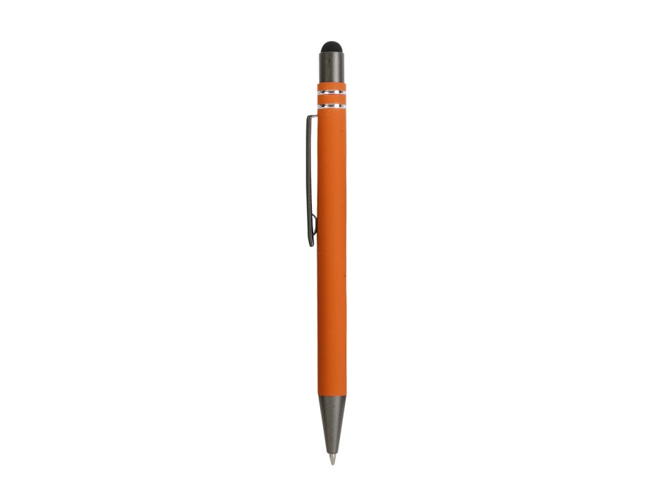 Penna a scatto in alluminio gommato con decorazione a 2 anelli e particolari bruniti con t FullGadgets.com