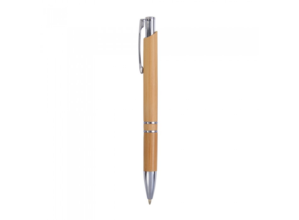 Penna a scatto in bamboo con particolari cromati FullGadgets.com