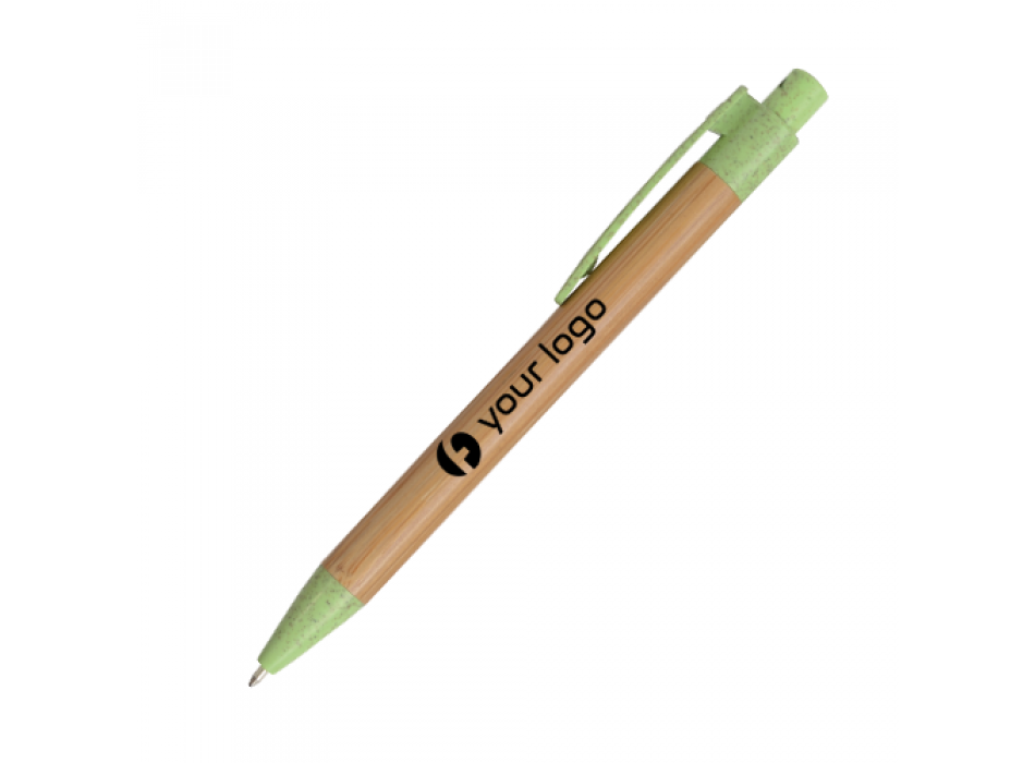 Penna a scatto in bamboo con particolari in paglia di grano FullGadgets.com