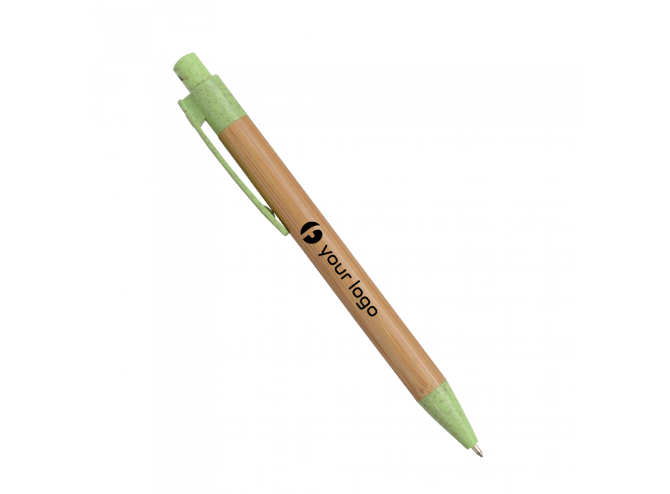 Penna a scatto in bamboo con particolari in paglia di grano FullGadgets.com