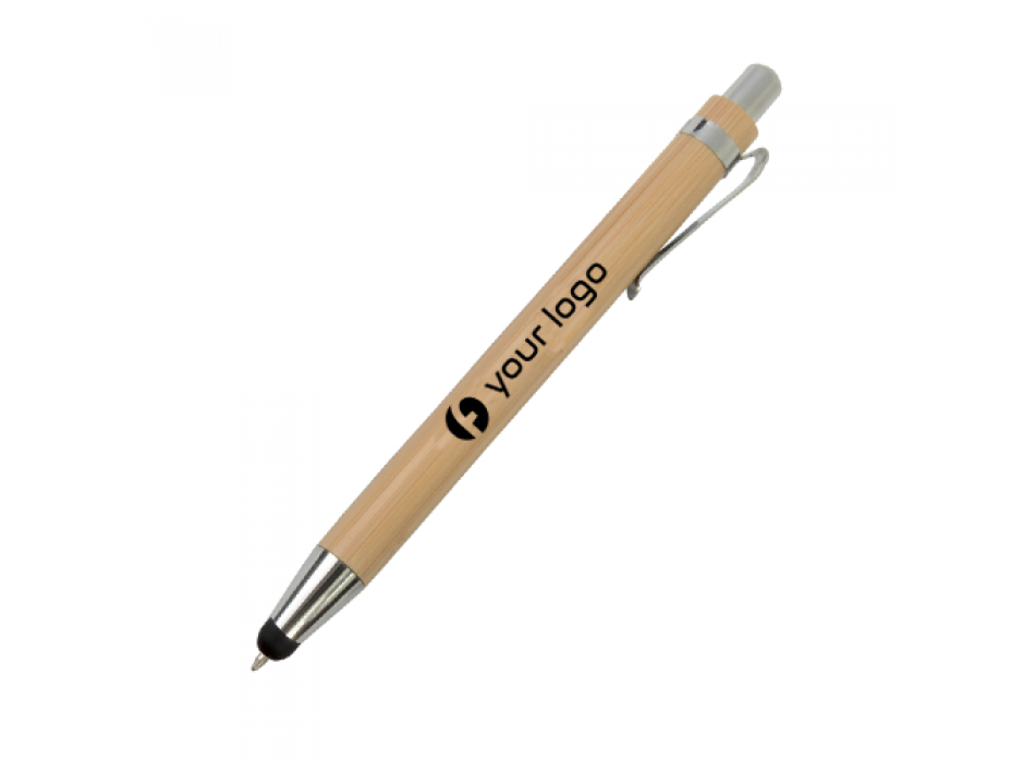 Penna a scatto in bambu con gommino per touch screen FullGadgets.com