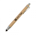 Penna A Scatto In Bambu Personalizzabile Con Gommino Per Touch Screen