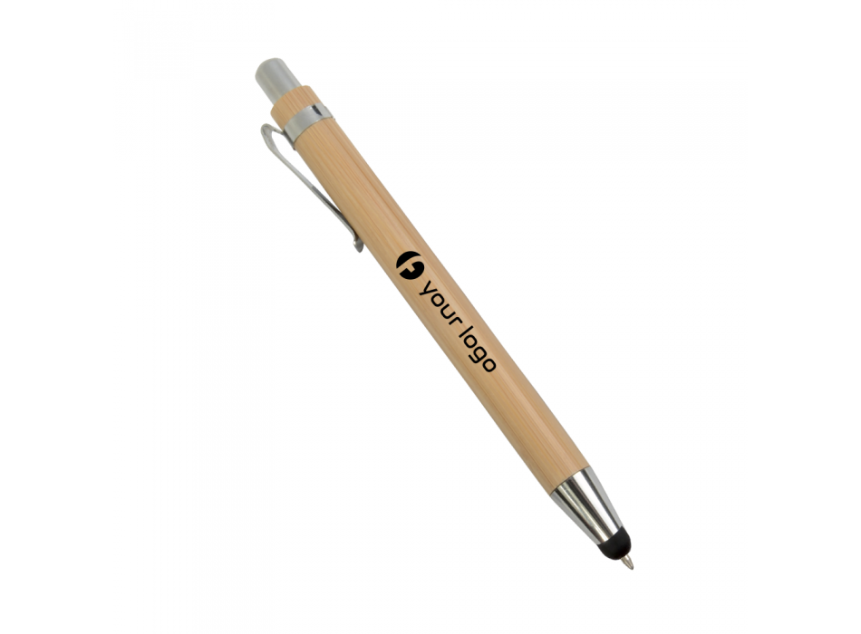 Penna a scatto in bambu con gommino per touch screen FullGadgets.com