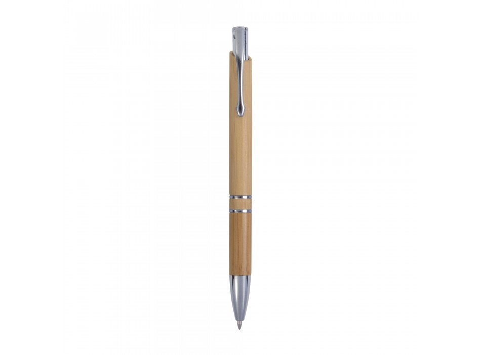 Penna a scatto in bambù con particolari cromati FullGadgets.com