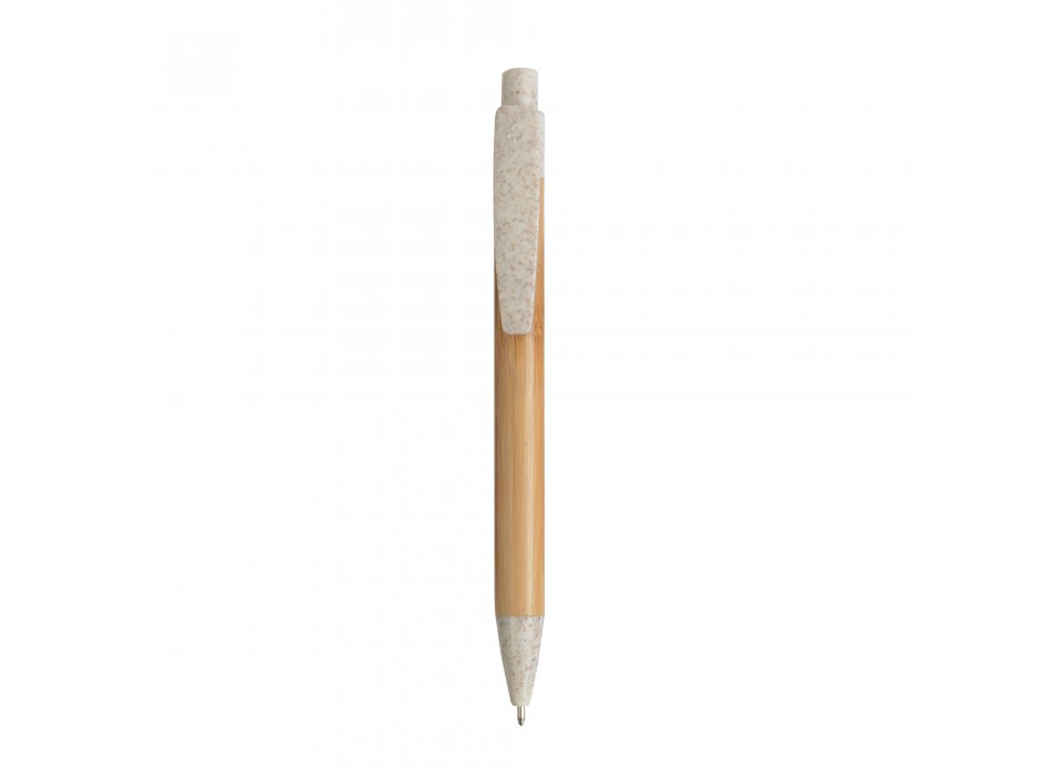 Penna a scatto in bambù con particolari in  paglia di grano (50%) e pp (50%) FullGadgets.com