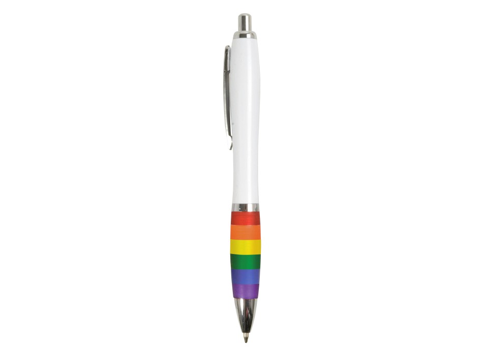 Penna a scatto in plastica ABS, con fusto bianco, impugnatura arcobaleno FullGadgets.com