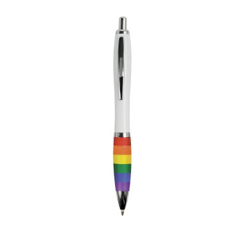 Penna a scatto in plastica ABS, con fusto bianco, impugnatura arcobaleno FullGadgets.com
