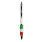Penna a scatto in plastica ABS, con fusto bianco, impugnatura colorata gommata FullGadgets.com