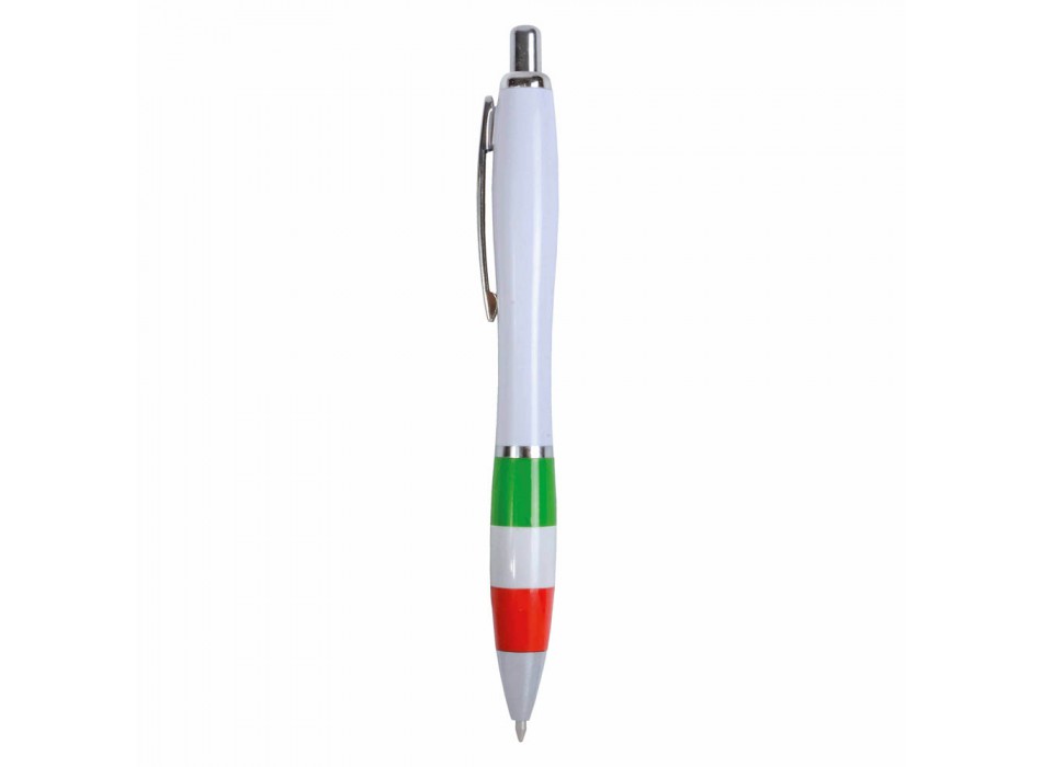 Penna a scatto in plastica abs, con fusto bianco, impugnatura colorata gommata FullGadgets.com