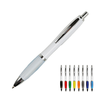 Penna A Scatto In Plastica Abs, Con Fusto Bianco, Impugnatura Colorata Gommata Personalizzabile FullGadgets.com