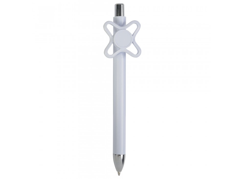 Penna a scatto in plastica bianca con spinner colorato FullGadgets.com