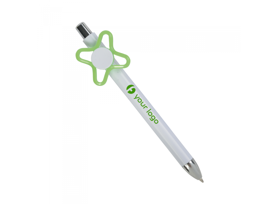 Penna a scatto in plastica bianca con spinner colorato FullGadgets.com