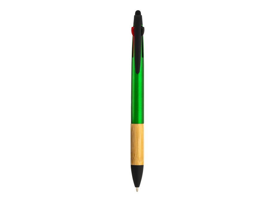 Penna a scatto in plastica con 3 refill, con gommino per touch screen, impugnatura in bamb FullGadgets.com