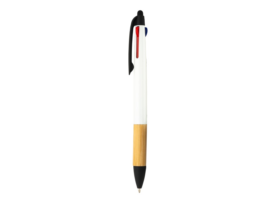 Penna a scatto in plastica con 3 refill, con gommino per touch screen, impugnatura in bamb FullGadgets.com