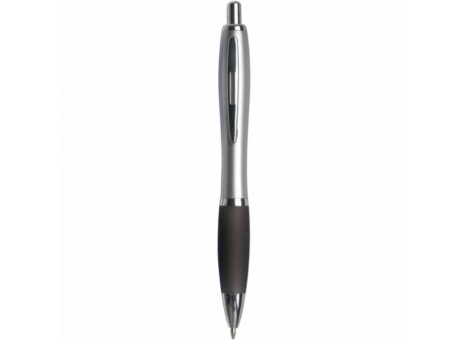 Penna a scatto in plastica, con fusto argentato, impugnatura colorata gommata FullGadgets.com