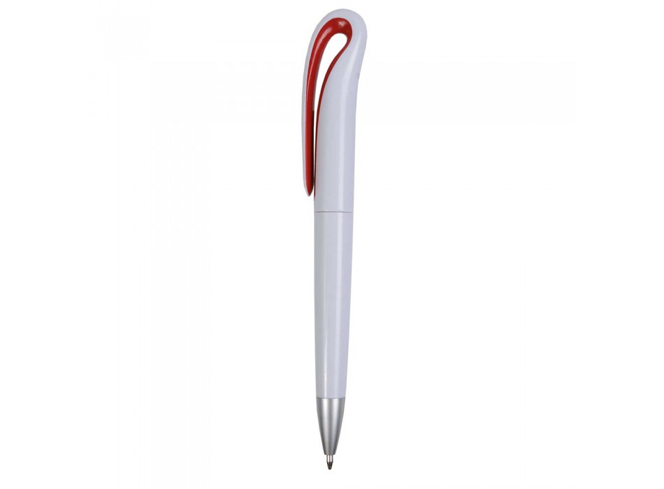 Penna a scatto in plastica con fusto bianco e clip curva con interno colorato, refill jumb FullGadgets.com