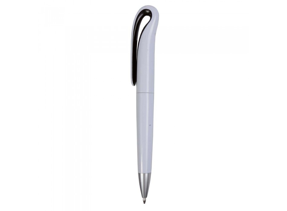 Penna a scatto in plastica con fusto bianco e clip curva con interno colorato, refill jumb FullGadgets.com