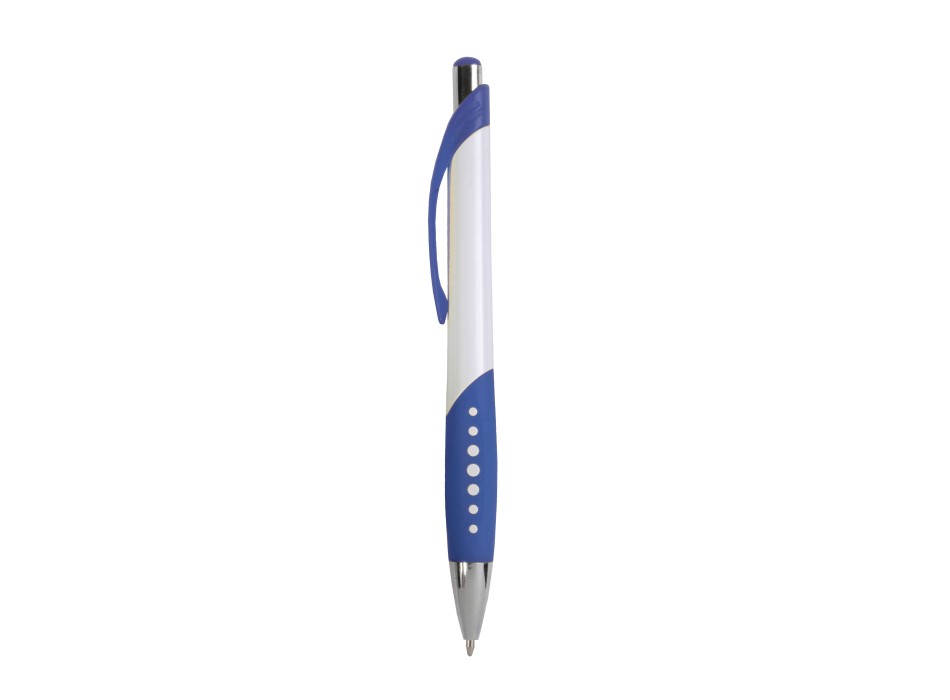 Penna a scatto in plastica con fusto bianco, impugatura gommata e colorata FullGadgets.com