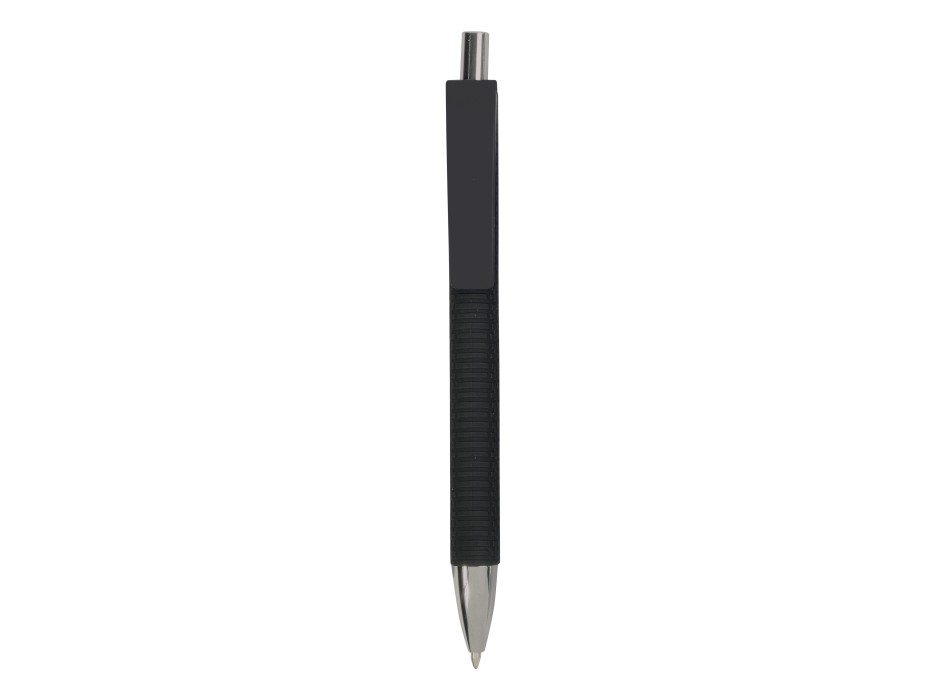 Penna a scatto in plastica con fusto gommato effetto pneumatico nero, con clip larga FullGadgets.com