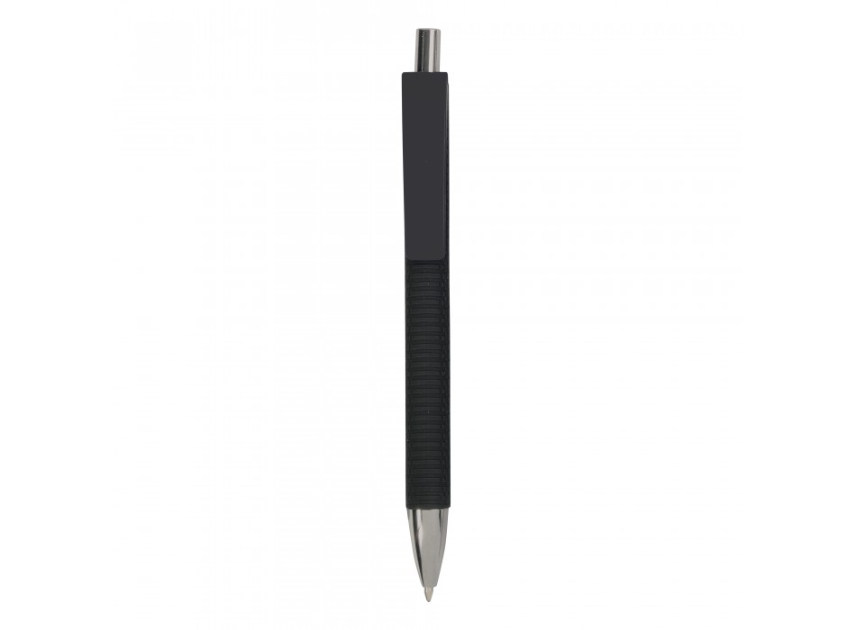 Penna a scatto in plastica con fusto gommato effetto pneumatico nero, con clip larga FullGadgets.com