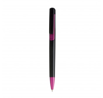 Penna a scatto in plastica con fusto nero, punta e particolare metallizzati FullGadgets.com