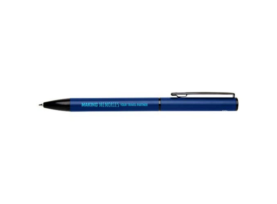 Penna a sfera a rotazione in alluminio riciclato Verton con ghiera (inchiostro blu) FullGadgets.com