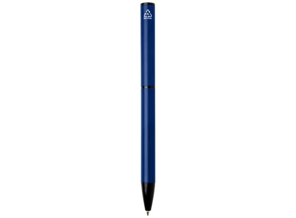 Penna a sfera a rotazione in alluminio riciclato Verton con ghiera (inchiostro blu) FullGadgets.com