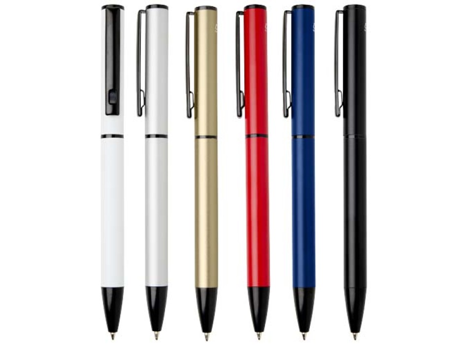 Penna a sfera a rotazione in alluminio riciclato Verton con ghiera (inchiostro blu) FullGadgets.com
