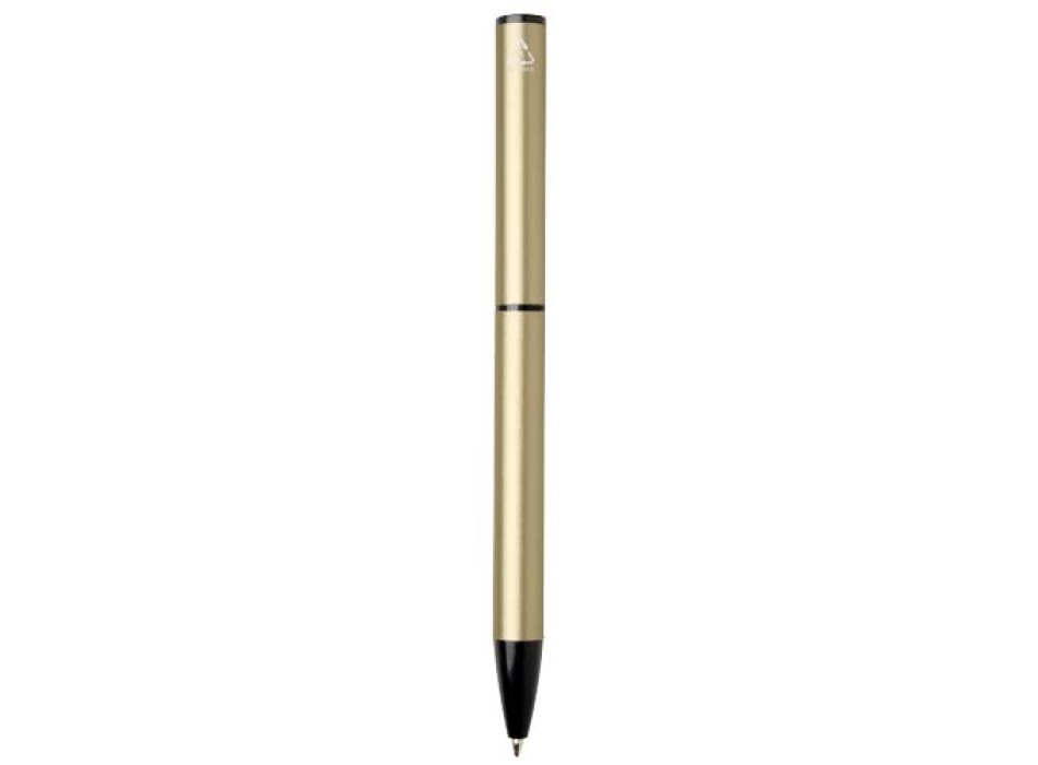 Penna a sfera a rotazione in alluminio riciclato Verton con ghiera (inchiostro blu) FullGadgets.com