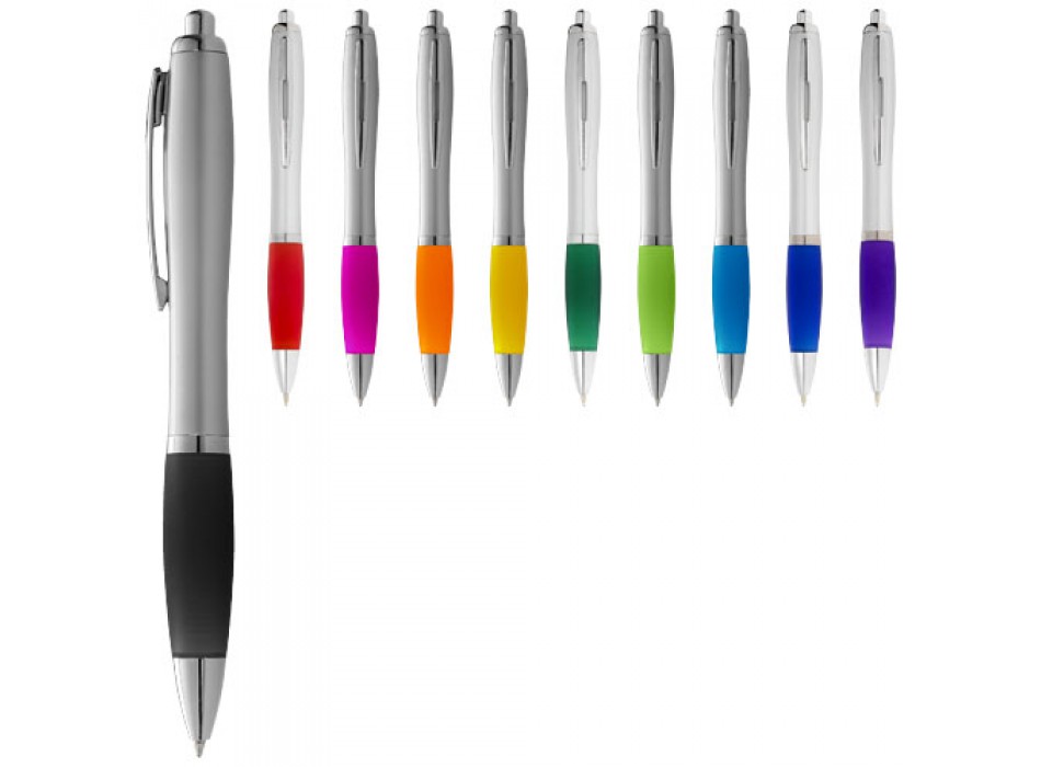 Penna a sfera con fusto argento e impugnatura colorata Nash FullGadgets.com
