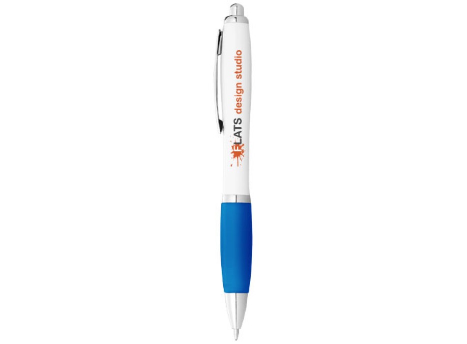 Penna a sfera con fusto bianco e impugnatura colorata Nash (inchiostro blu) FullGadgets.com