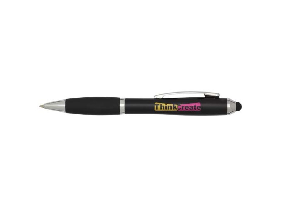Penna a sfera con pennino in plastica riciclata RCS con fusto colorato e impugnatura di colore nero (inchiostro nero) Nash FullGadgets.com