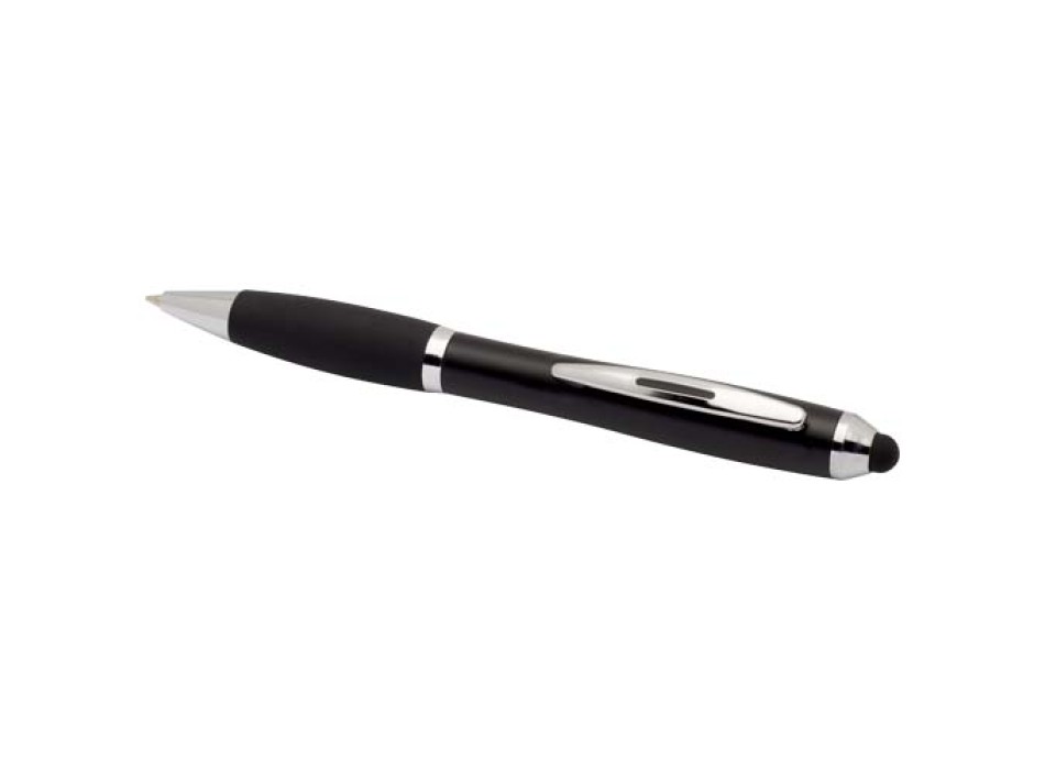 Penna a sfera con pennino in plastica riciclata RCS con fusto colorato e impugnatura di colore nero (inchiostro nero) Nash FullGadgets.com