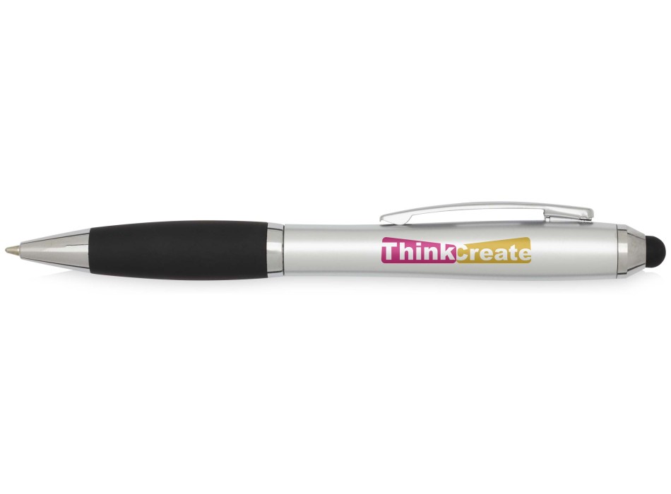 Penna a sfera con pennino in plastica riciclata RCS con fusto colorato e impugnatura di colore nero (inchiostro nero) Nash FullGadgets.com