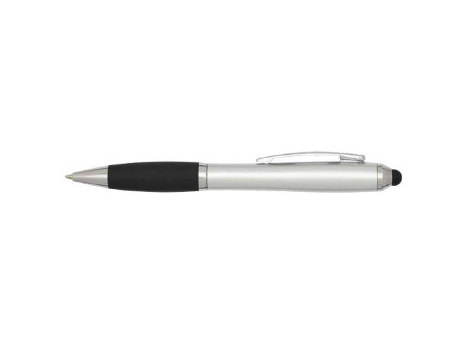 Penna a sfera con pennino in plastica riciclata RCS con fusto colorato e impugnatura di colore nero (inchiostro nero) Nash FullGadgets.com