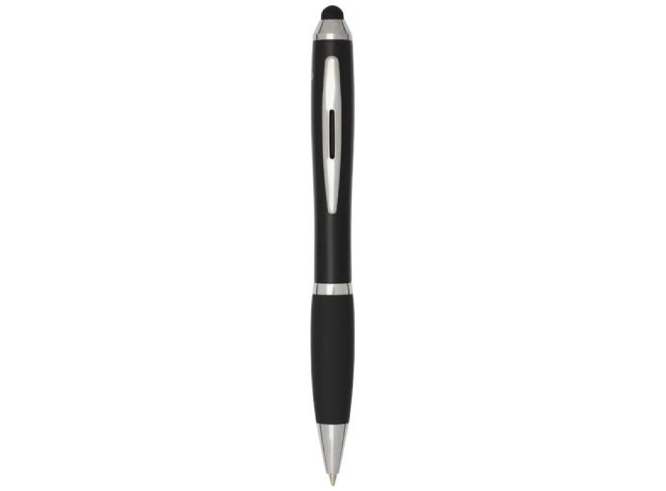 Penna a sfera con pennino plastica riciclata RCS con fusto colorato e impugnatura di colore nero (inchiostro blu) Nash FullGadgets.com