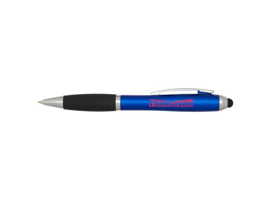 Penna a sfera con pennino plastica riciclata RCS con fusto colorato e impugnatura di colore nero (inchiostro blu) Nash FullGadgets.com